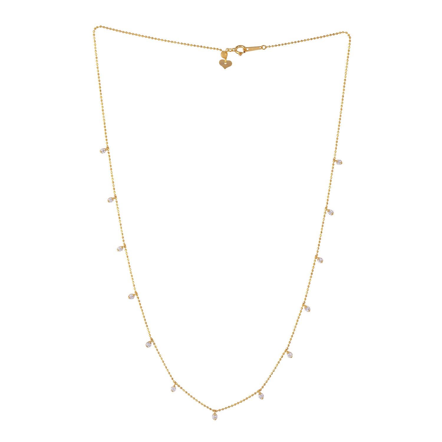 Artigiano Collana a catena con diamanti delicati in oro giallo 18k in vendita