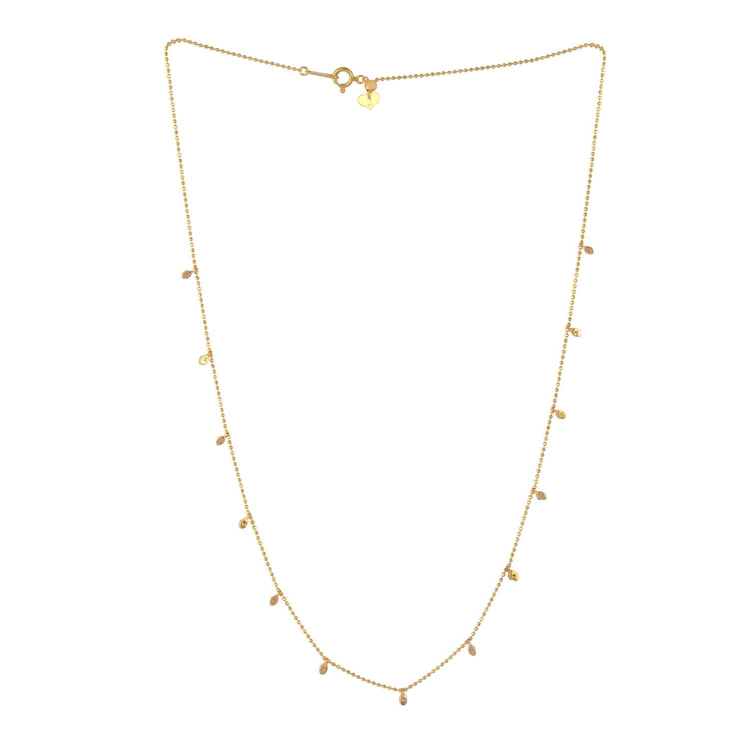 Taglio misto Collana a catena con diamanti delicati in oro giallo 18k in vendita