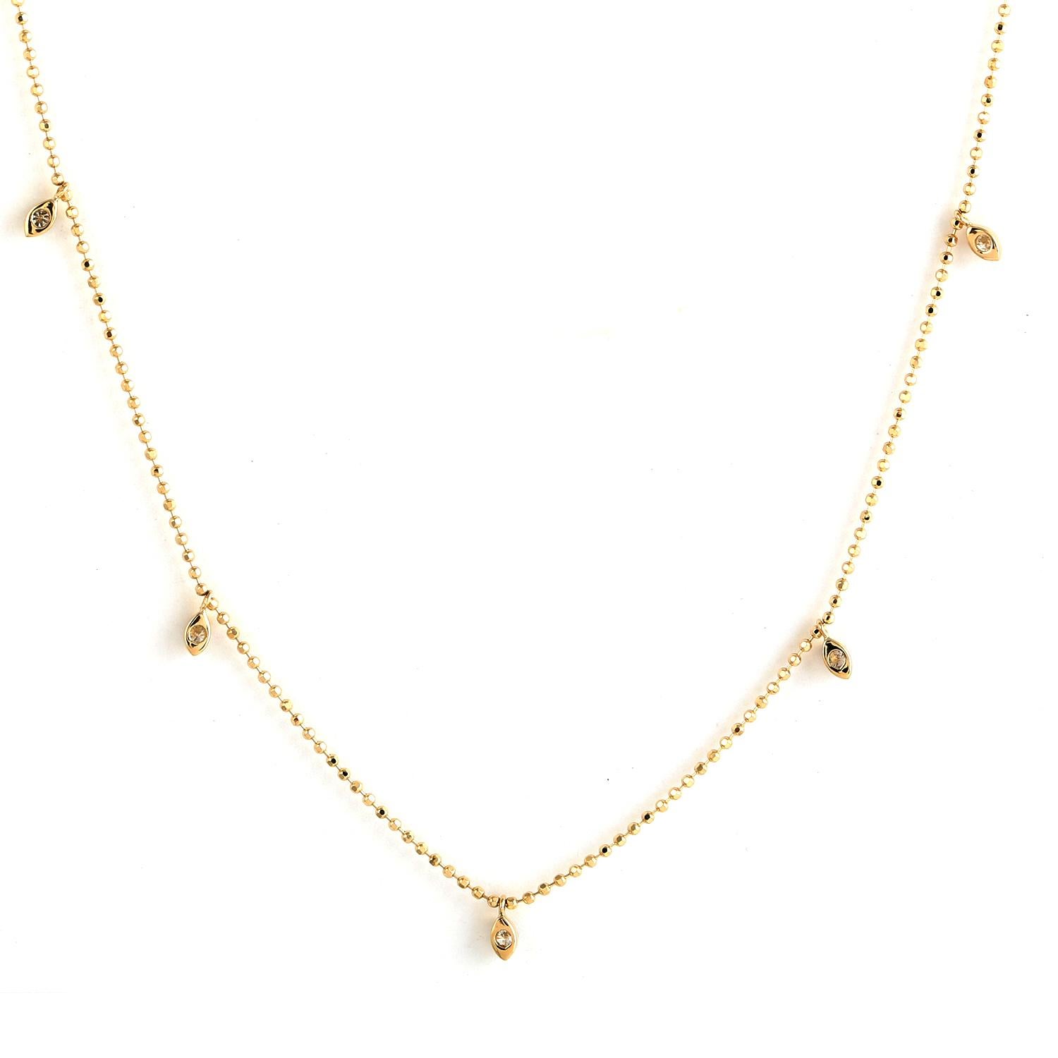 Diamant zarte Kette Halskette aus 18k Gelbgold (Gemischter Schliff)