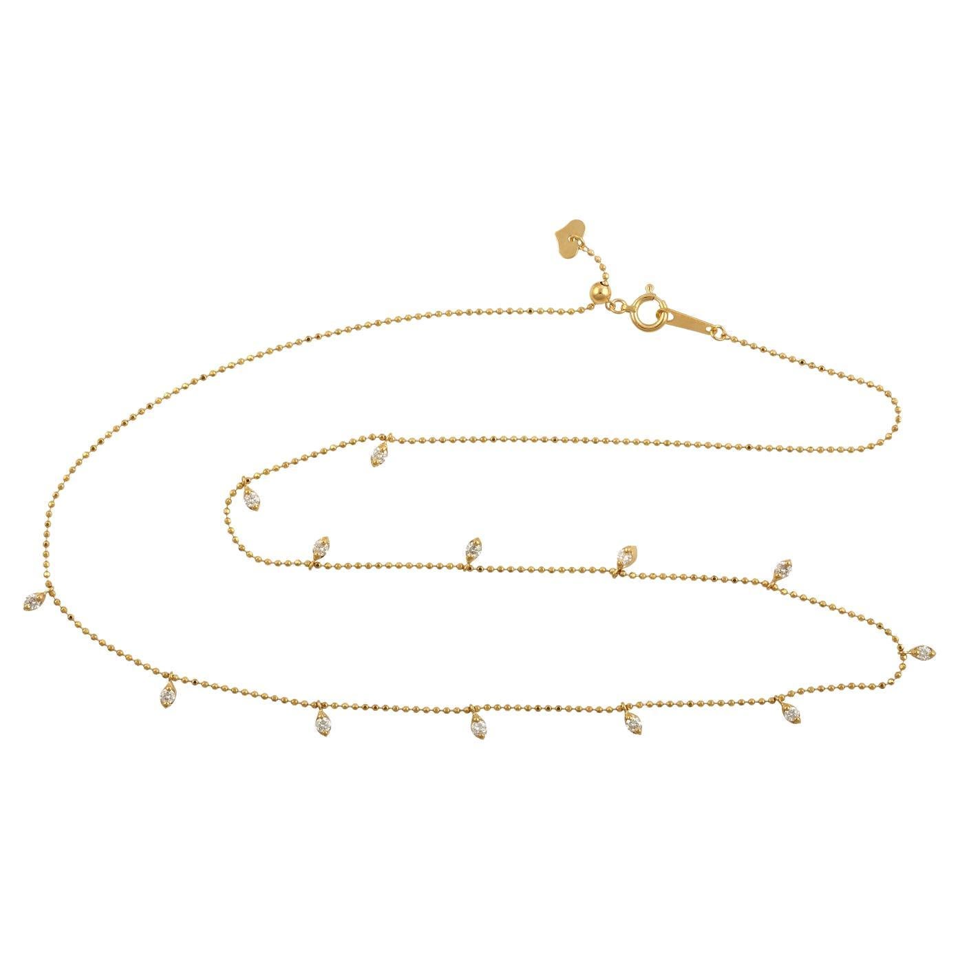 Diamant zarte Kette Halskette aus 18k Gelbgold