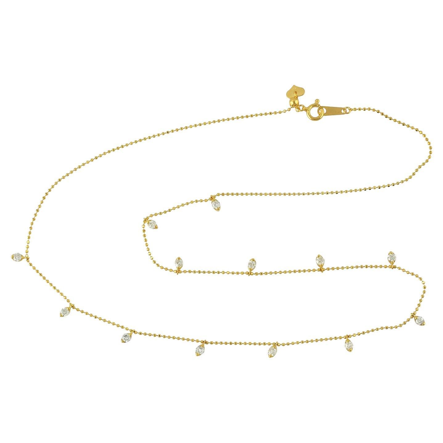 Diamant zarte Kette Halskette aus 18k Gelbgold