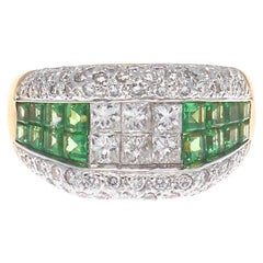 Used Diamond Demantoid Garnet 18 Karat Ring