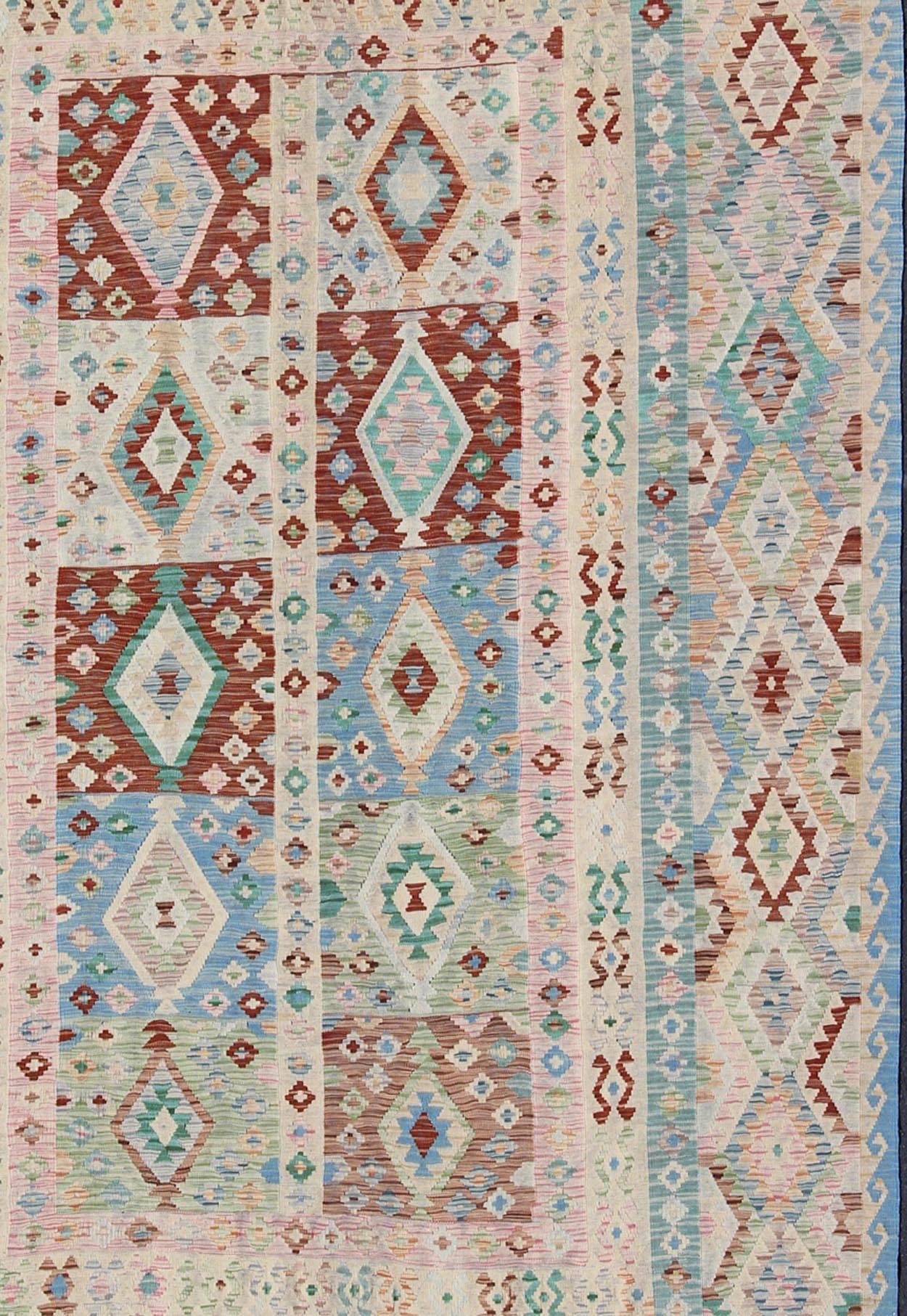 blue green pink rug