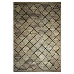 Diamant-Design-Kelim-Teppich mit natürlicher unbefärbter Wolle, flach, handgewebt, Arijana Kelim