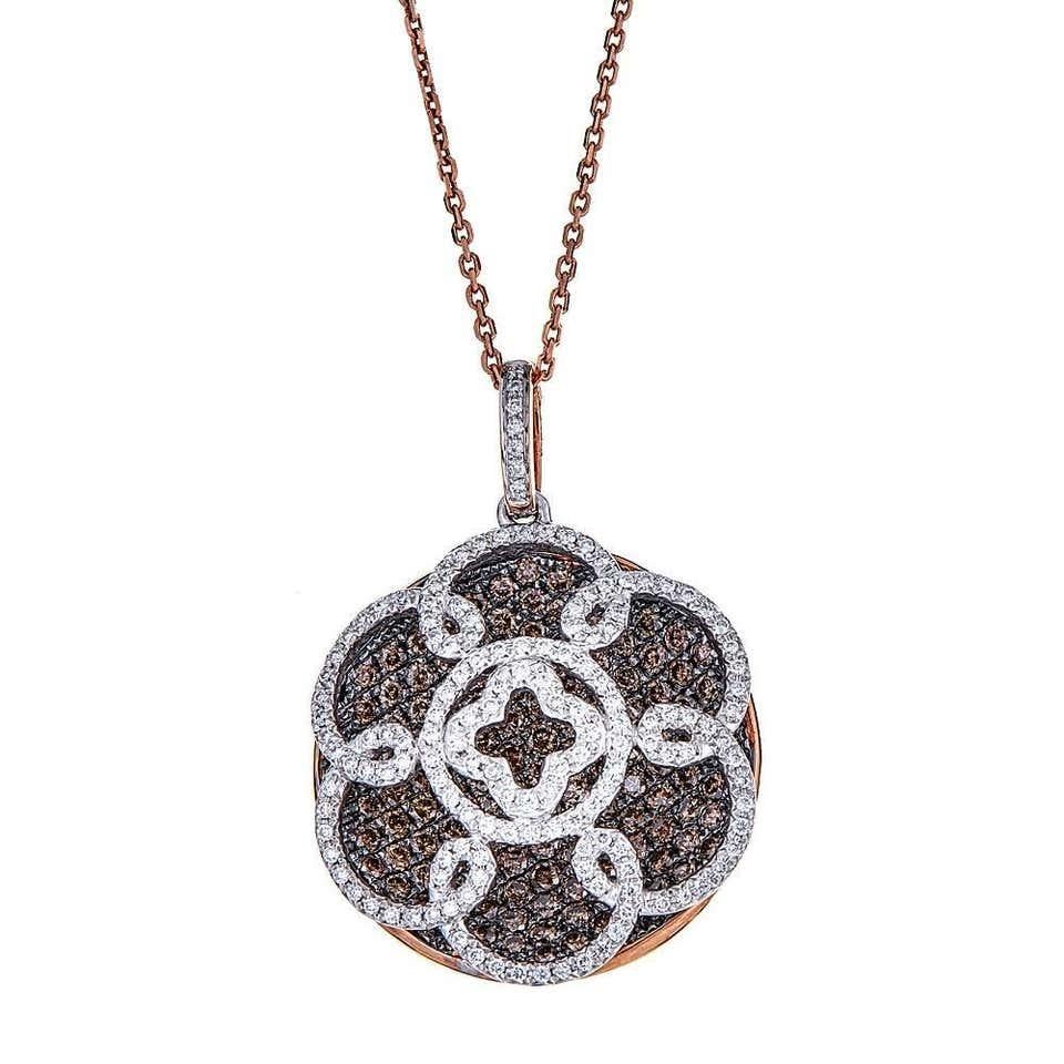 Round Cut Diamond Designer Round Pendant 18 Kt Gold Fine Jewelry Collection By Gregg Ruth