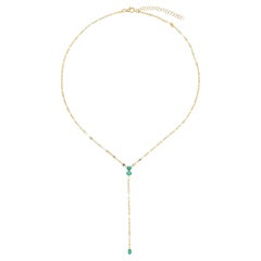 Diamond Dewdrop 14K (or 18k upon request) Yellow Gold Lariat Necklace