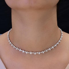 Natürliche 9,69 Karat Diamant Tautropfen Tennis Halskette 18K Weißgold Feiner Schmuck