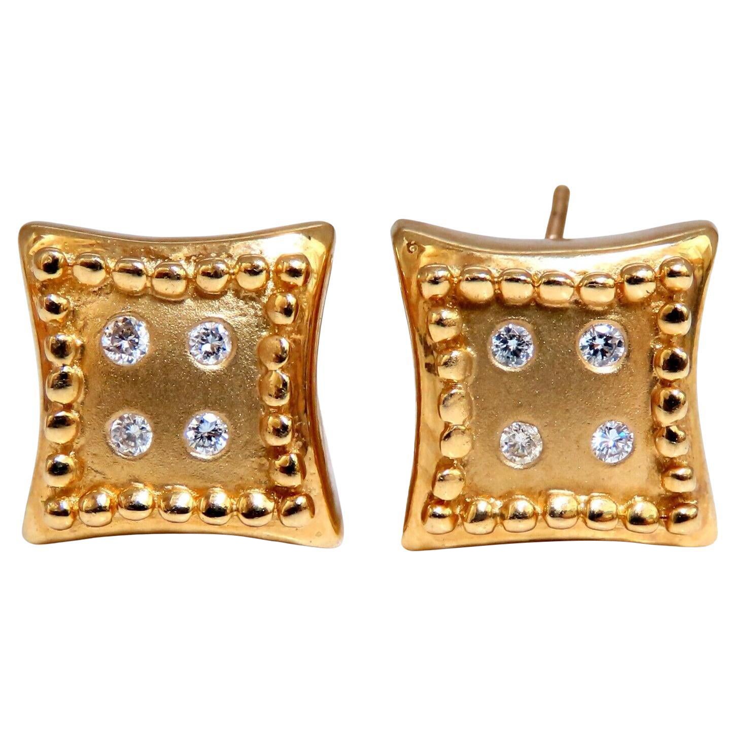 Diamond Dice Square Earrings .25 Carat 14 Karat Omega Clip*