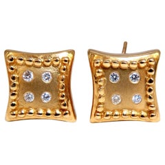 Diamond Dice Square Earrings .25 Carat 14 Karat Omega Clip*