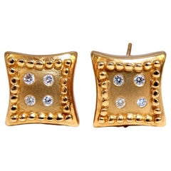 Diamond Dice Square Earrings .25 Carat 14 Karat Omega Clip