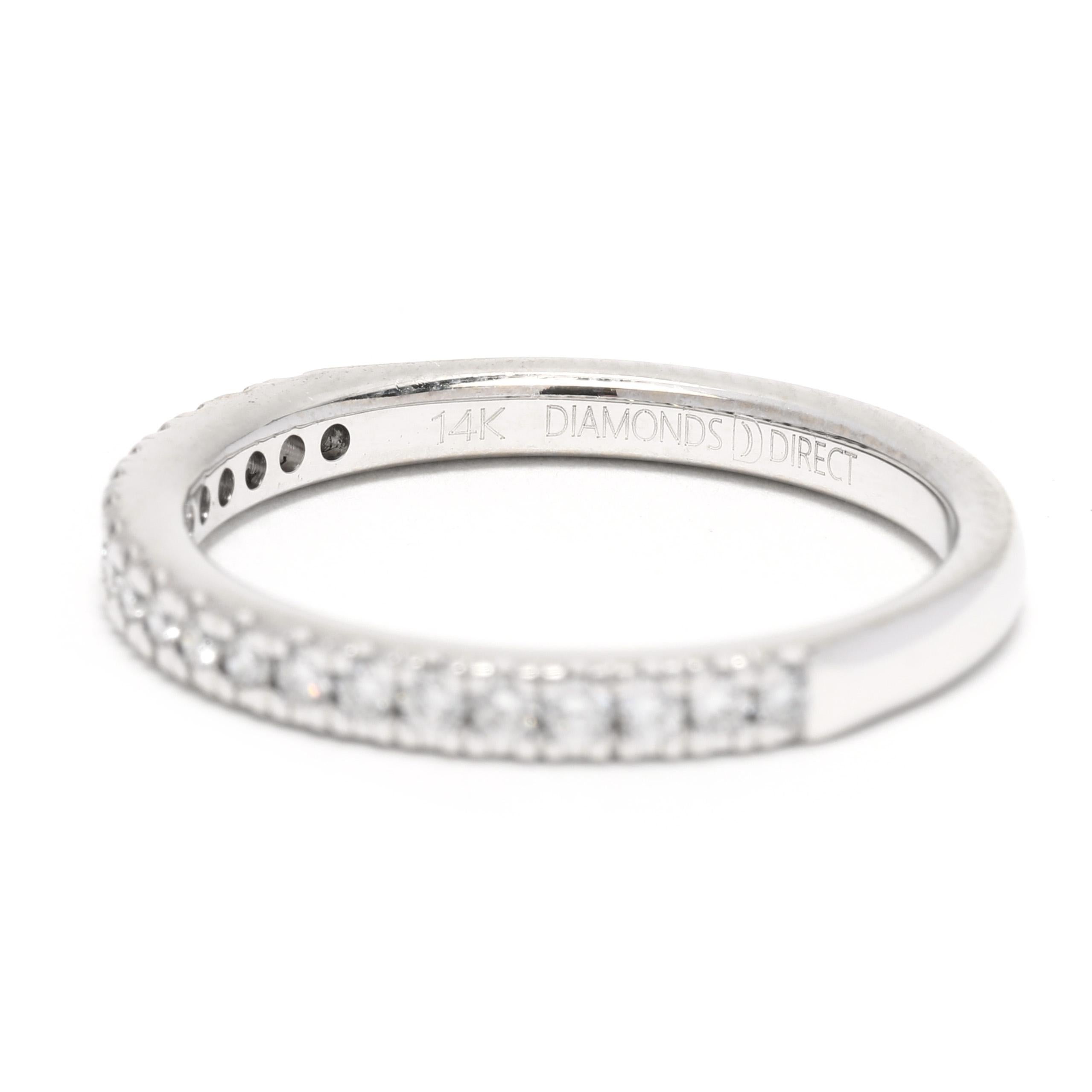 Diamant Direct 0,30ctw dünner Diamant-Hochzeitsring, 14k Weißgold, Ring für Damen oder Herren im Angebot