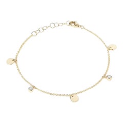 Dije de disco de diamante Pulsera de cadena de oro amarillo de 14 quilates (o 18 quilates bajo pedido)
