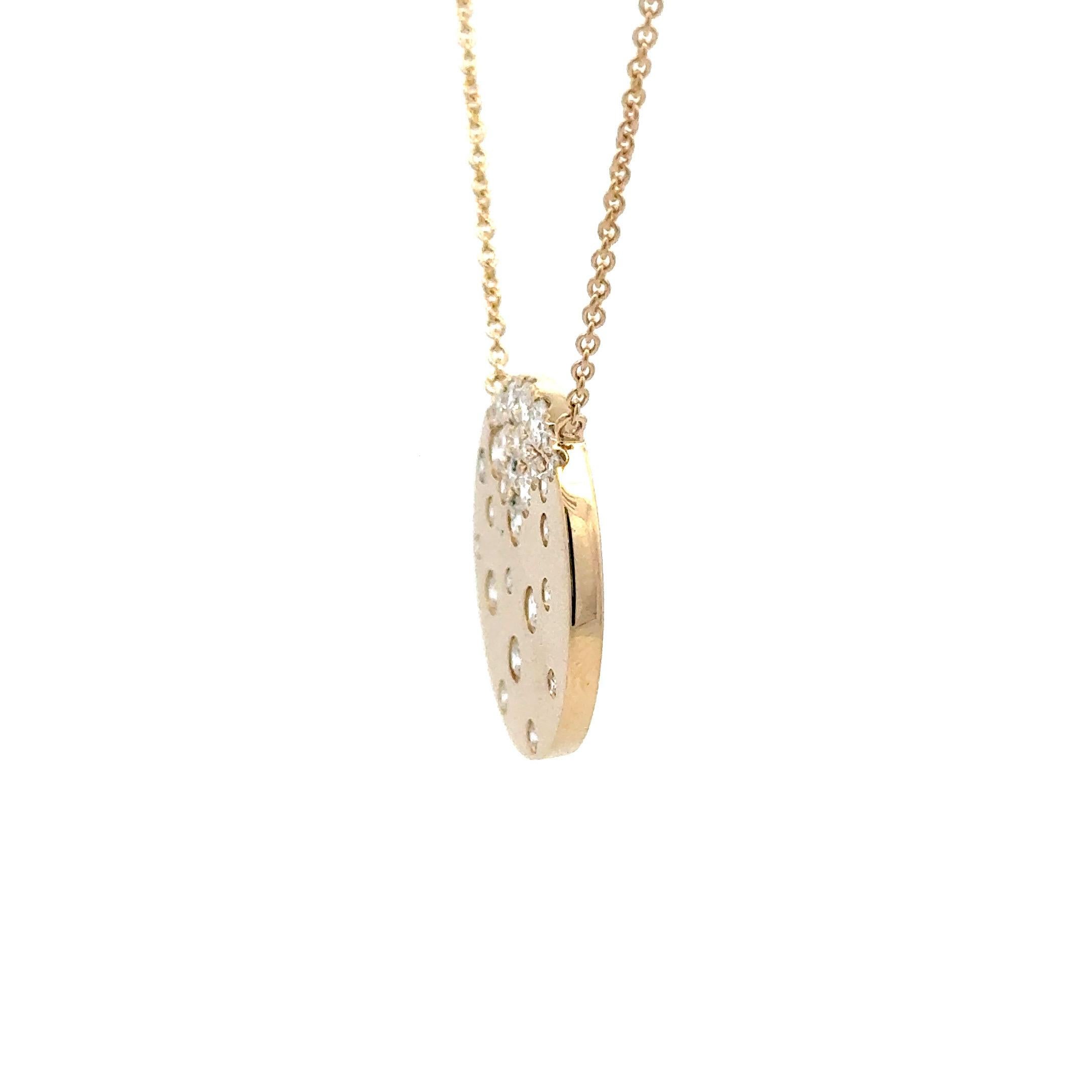 Collana con coriandoli a forma di disco di diamanti 0,94 carati in oro giallo 14KT 5,3 grammi in vendita 1