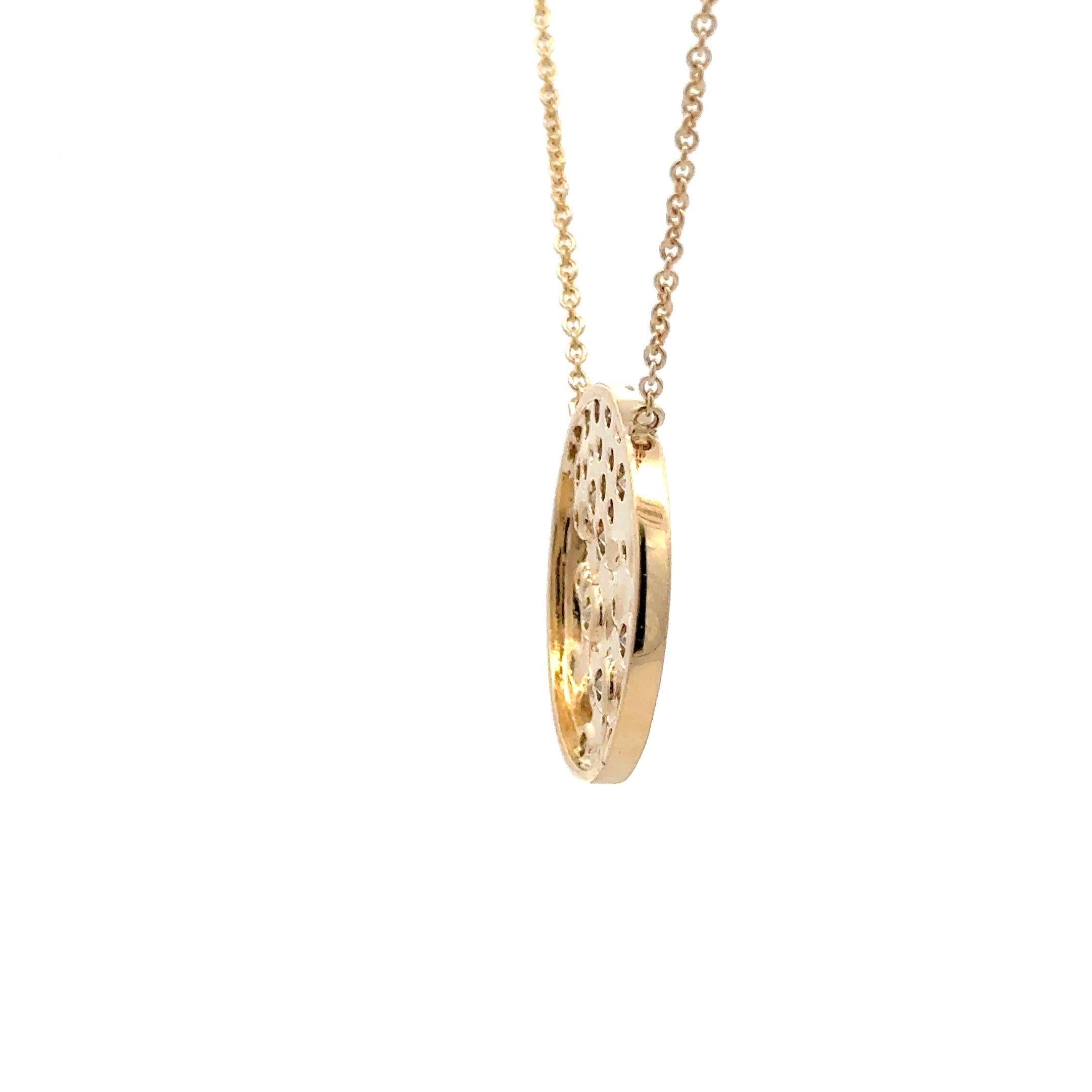 Collana con coriandoli a forma di disco di diamanti 0,94 carati in oro giallo 14KT 5,3 grammi in vendita 2