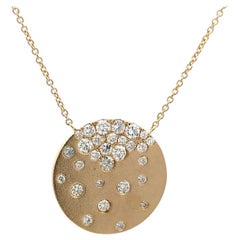 Collana con coriandoli a forma di disco di diamanti 0,94 carati in oro giallo 14KT 5,3 grammi