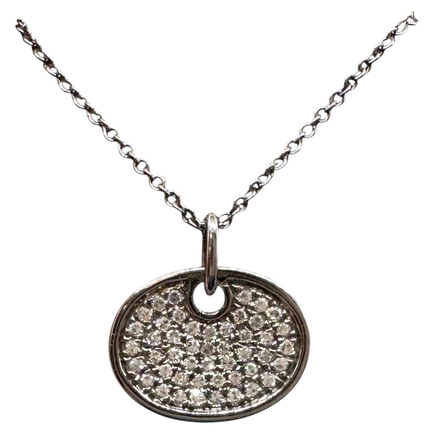 Collana con disco di diamanti in oro 14 carati con rivestimento in rodio nero, diamanti per un totale di 0,18 carati