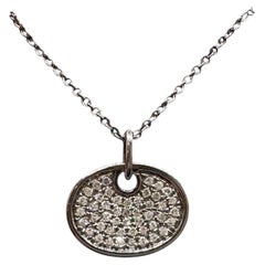 Diamond Disc Necklace 14K Gold Black Rhodium 0.18ctw Diamonds