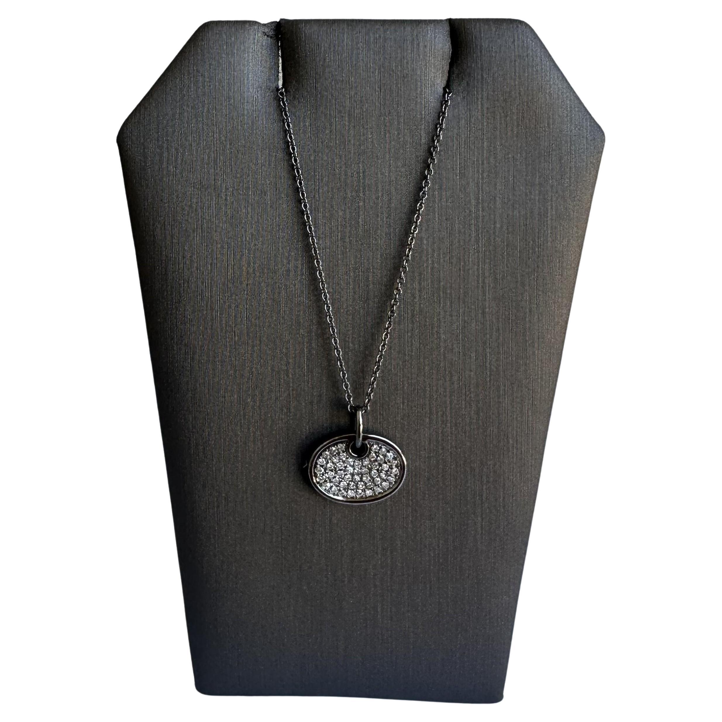 Diamond Disc Necklace in 14kt Gold with Black Rhodium Plating - 0.18ctw Diamonds