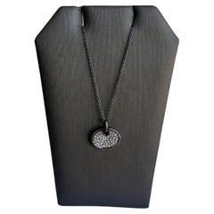Diamond Disc Necklace in 14kt Gold with Black Rhodium Plating - 0.18ctw Diamonds