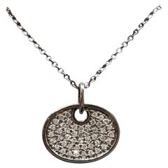 Diamond Disc Necklace in 14kt Gold with Black Rhodium Plating - 0.18ctw Diamonds