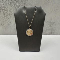 Diamond Disc Necklace "Nana" in 10kt Yellow Gold - 0.10ctw, Adjustable, New