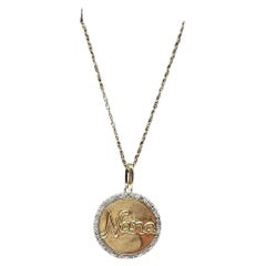 Diamond Disc Necklace "Nana" in 10kt Yellow Gold - 0.10ctw, Adjustable, New