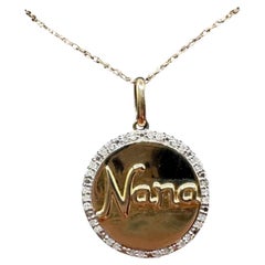 Diamond Disc Necklace "Nana" in 10kt Yellow Gold - 0.10ctw, Adjustable, New