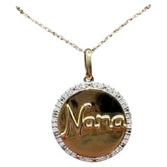 Diamond Disc Necklace "Nana" in 10kt Yellow Gold - 0.10ctw, Adjustable, New