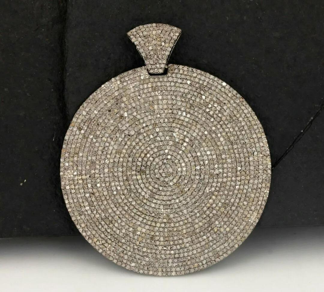 Taille ronde Pendentif Boho Disc rond en argent sterling 925 en vente