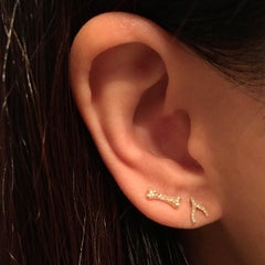 Diamond Dog Bone Earrings 14k Rose Gold