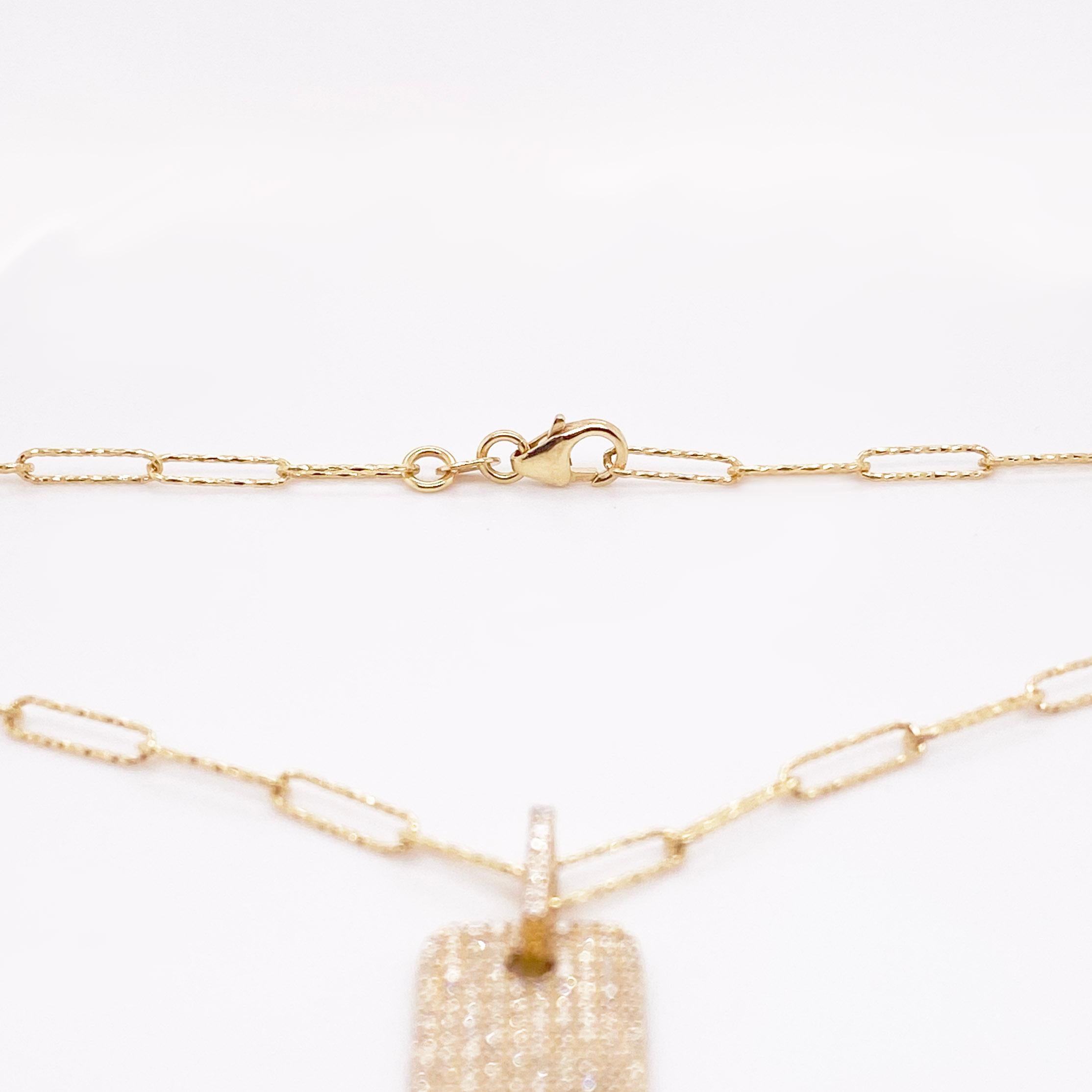 Diamant-Halskette mit Diamant-Hunde-Tag, Diamant-Schliff-Briefklammerkette, 1ct Pave-Diamanten-Hunde-Tag (Rundschliff) im Angebot