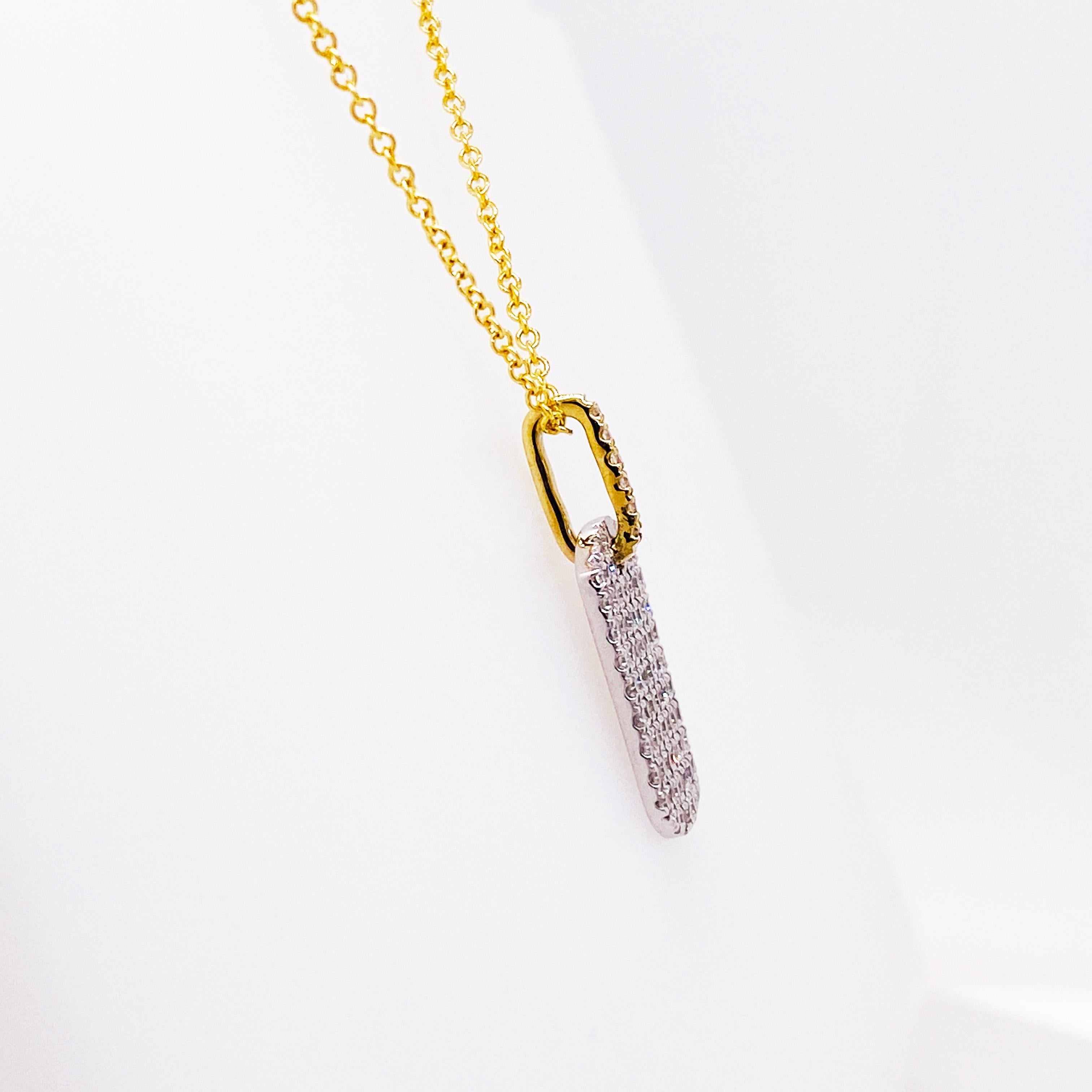 Contemporary Diamond Dog Tag Necklace w 77 Diamonds on Tag & Bail in Solid 14K Yellow Gold  For Sale