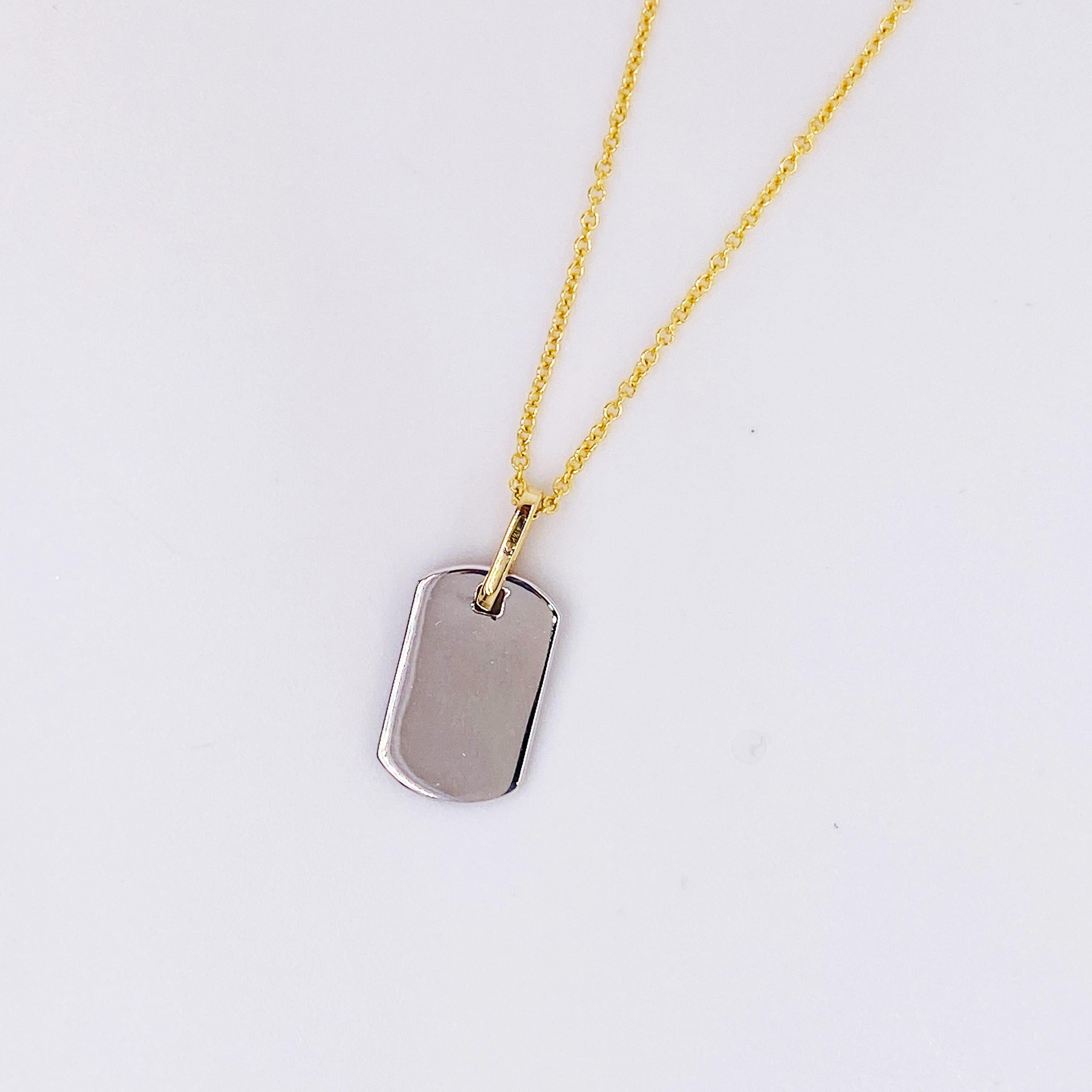 Round Cut Diamond Dog Tag Necklace w 77 Diamonds on Tag & Bail in Solid 14K Yellow Gold  For Sale