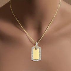 Diamond Dog Tag Necklace with Diamond Bail