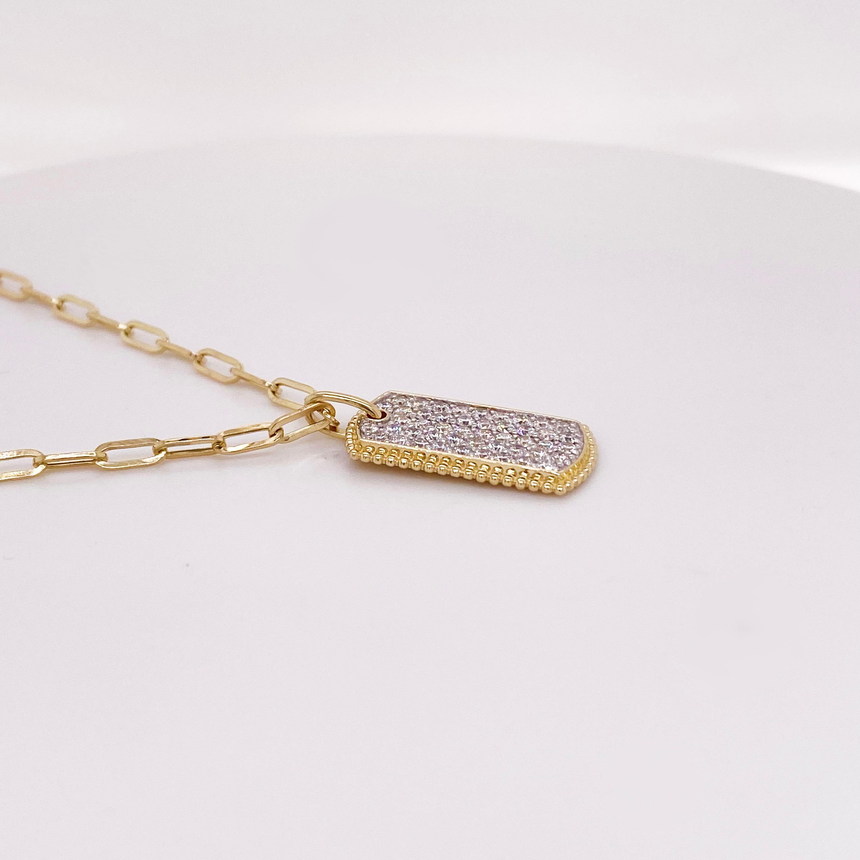 pave dog tag necklace