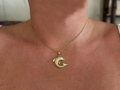 Diamond Dolphin Necklace 14k Yellow Gold