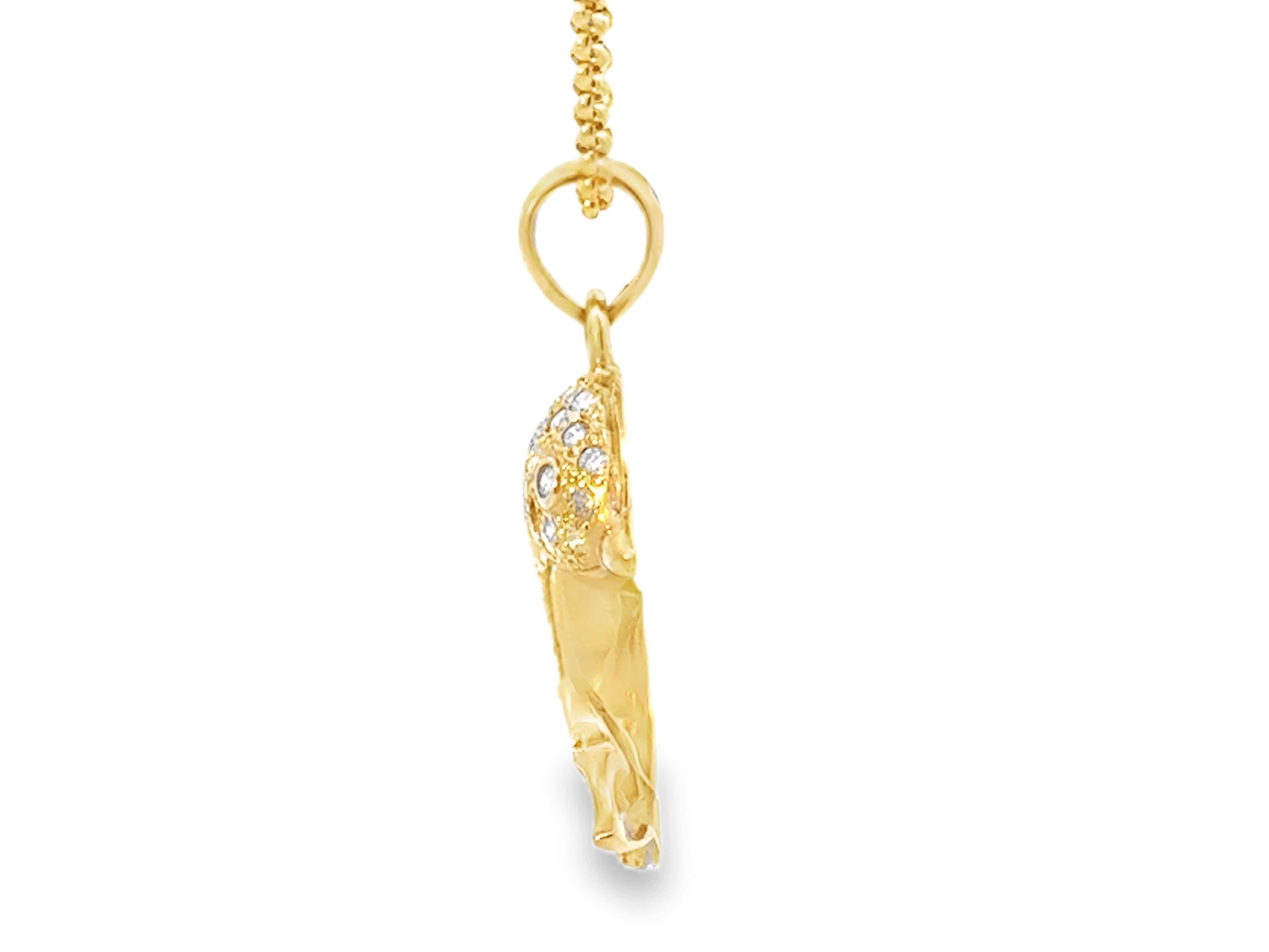Diamond Dolphin Necklace 14k Yellow Gold In Excellent Condition For Sale In Honolulu, HI