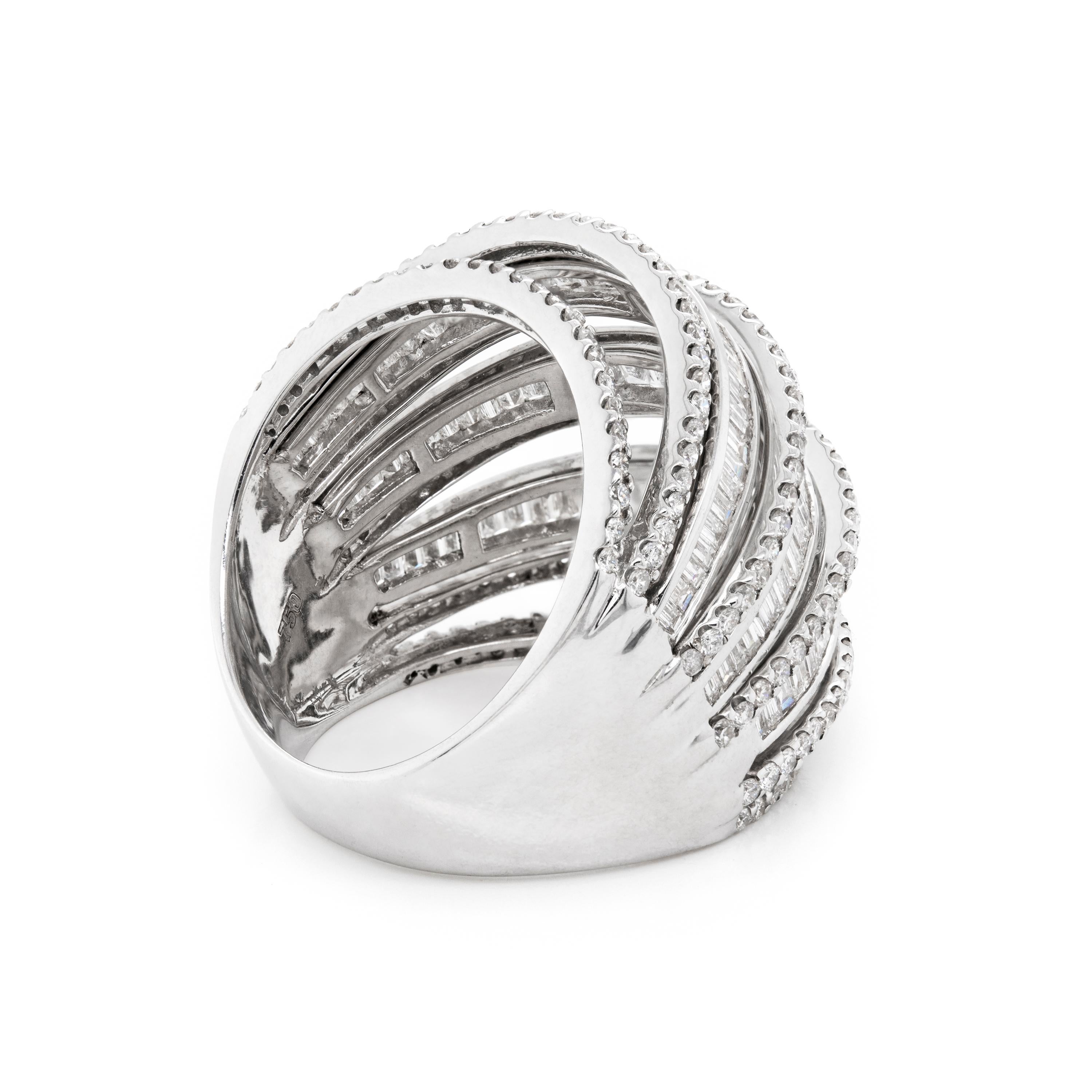 Modern Diamond Dome 18 Carat White Gold Cocktail Ring For Sale