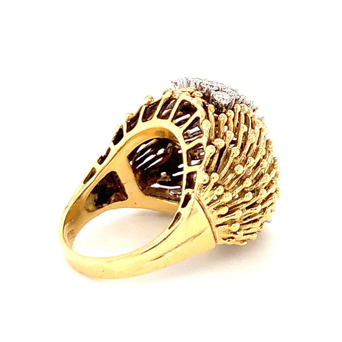 Diamond Dome 18K Yellow Gold Ring, circa 1960s For Sale 1