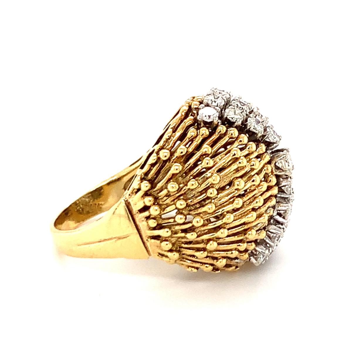 Diamond Dome 18K Yellow Gold Ring, circa 1960s For Sale 2