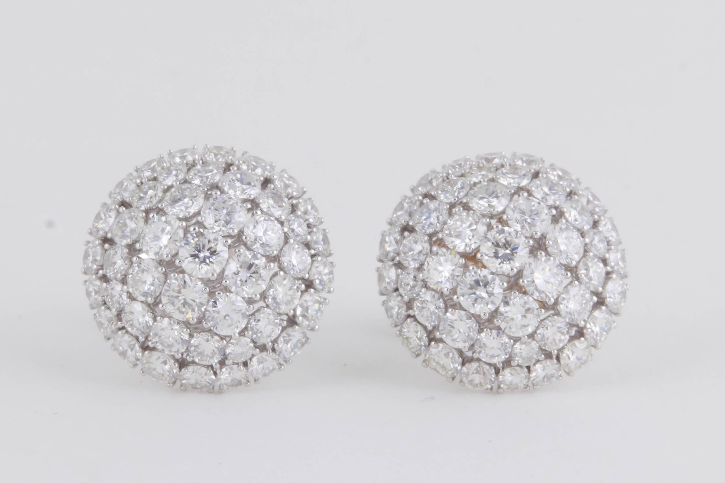 Women's Diamond Dome Button Earrings For Sale