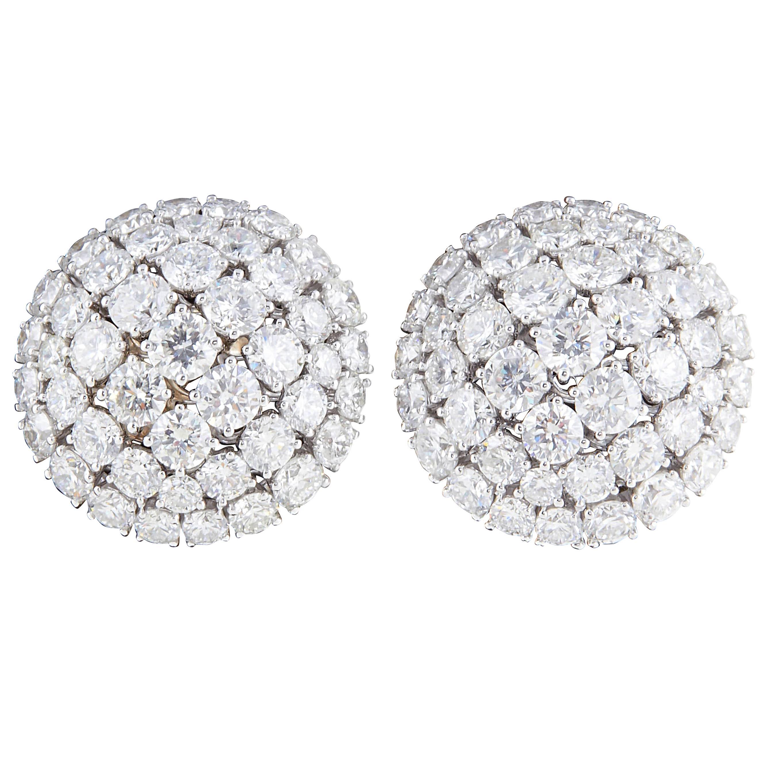 Diamond Dome Button Earrings For Sale