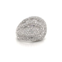 Diamond Dome Cocktail Ring 4 Carat 18 Karat White Gold