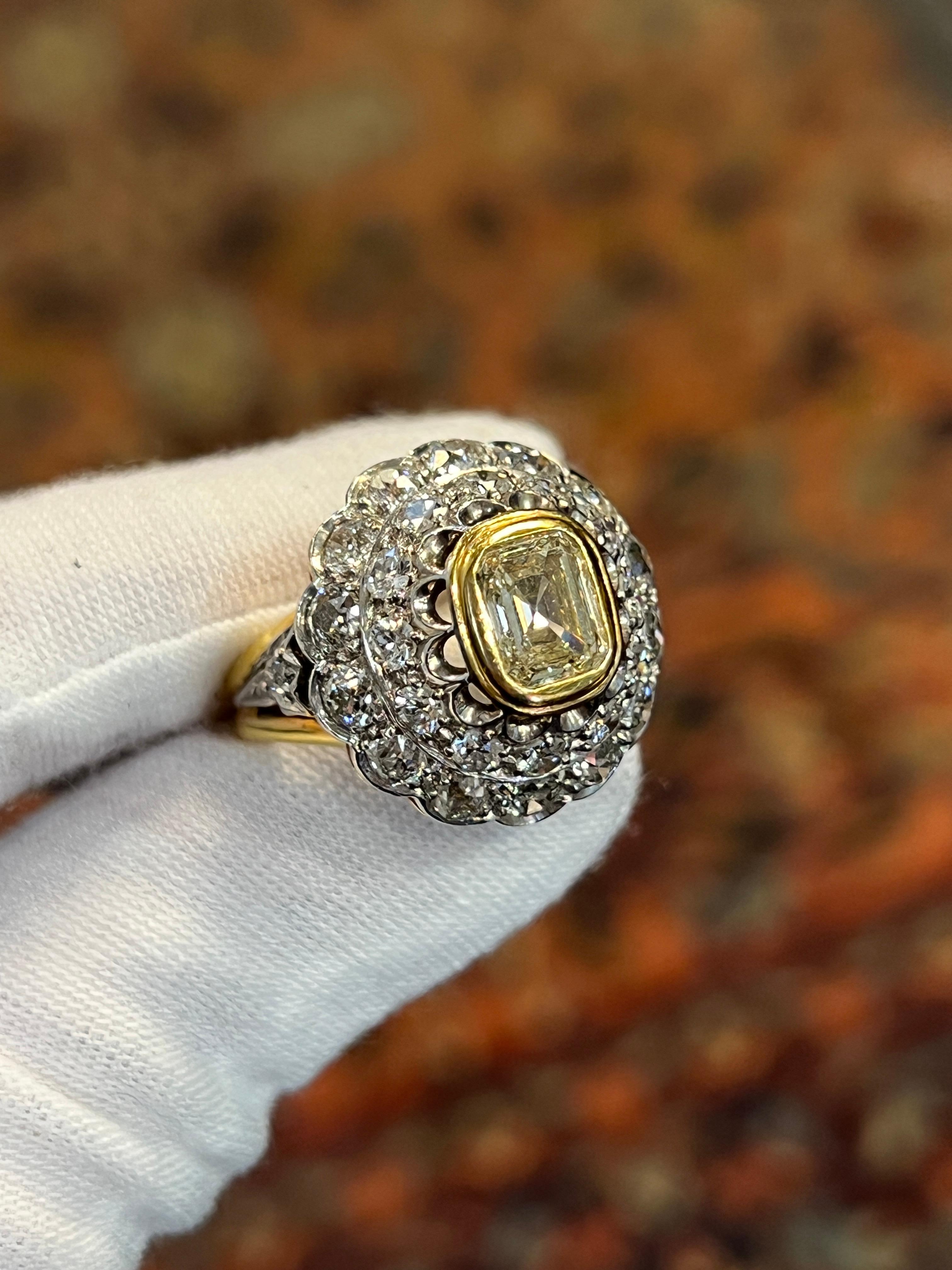 Mixed Cut Diamond Dome Cocktail Ring For Sale