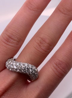 Diamond dome curved large cocktail ring 18k white gold