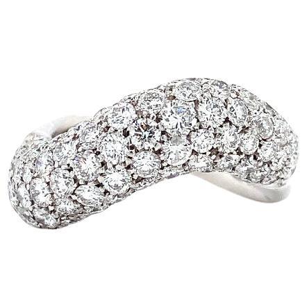 Diamond dome curved large cocktail ring 18k white gold