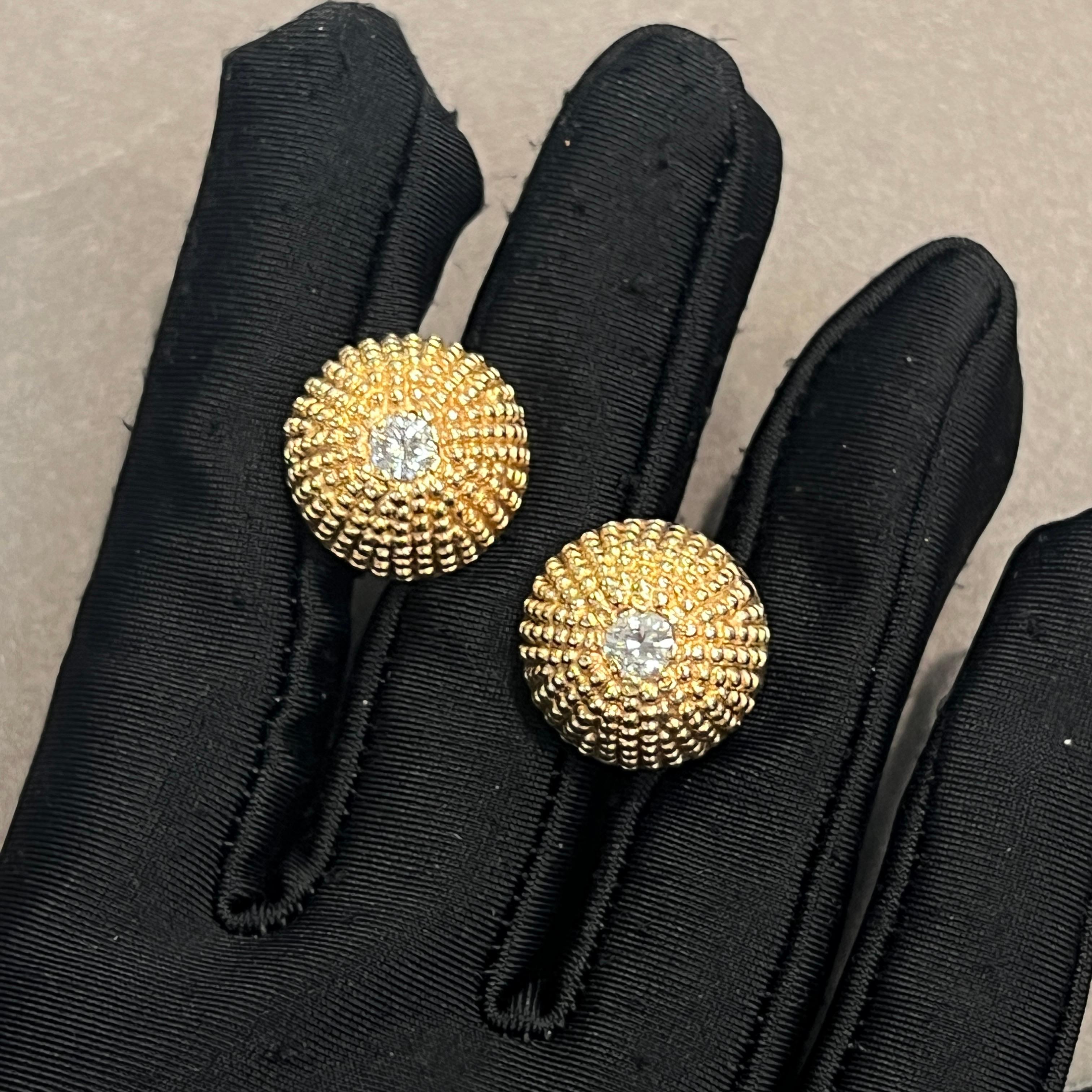Round Cut Diamond Dome Earrings For Sale