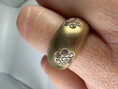 Diamond Dome ring 18KT yellow gold brushed finish