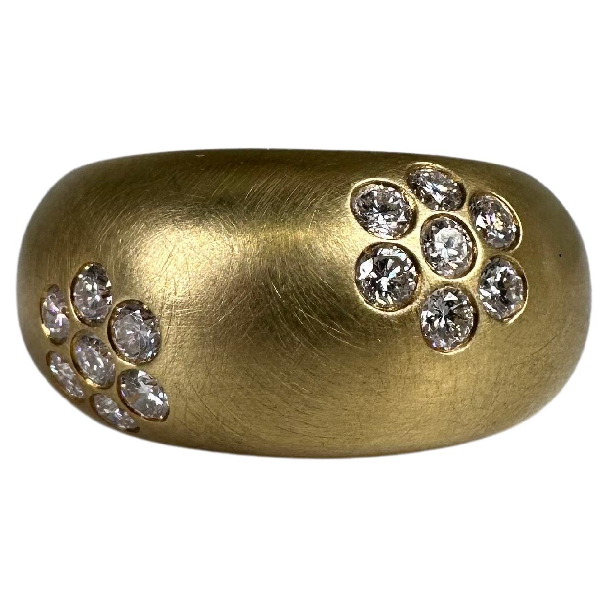 Diamond Dome ring 18KT yellow gold brushed finish For Sale