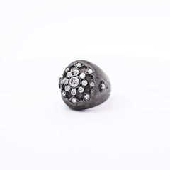 Diamond Dome Ring in 18K Blackened Gold by Dilys'
